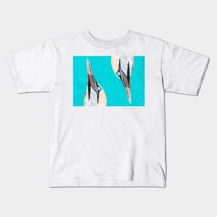 Gannets Marbled Paper Collage Kids T-Shirt